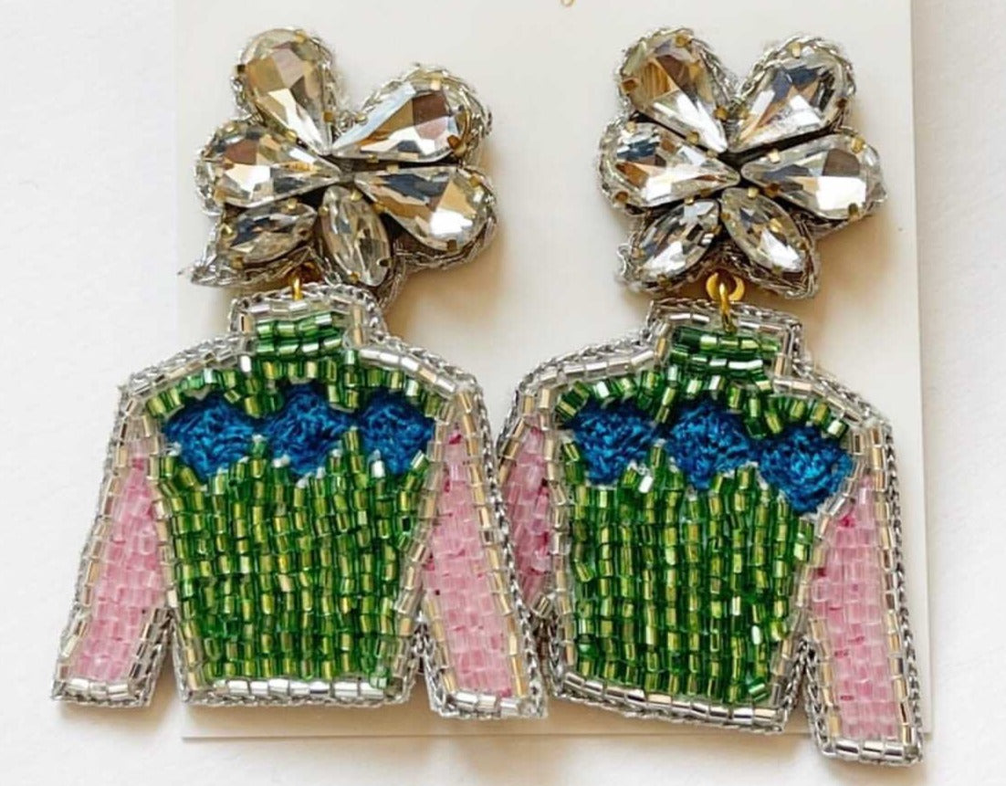 Kentucky Derby Jockey Silk Earrings Made From Reclaimed 